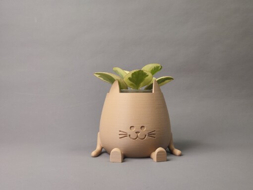Katten Pot Cat Planter Sitting Happy Pot Plantenpot Zittende Smilende 3D geprinte Maat L