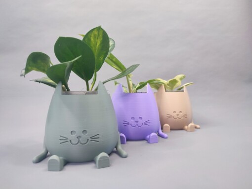 Katten Pot Cat Planter Sitting Happy Pot Plantenpot Zittende Smilende 3D geprinte Maat L