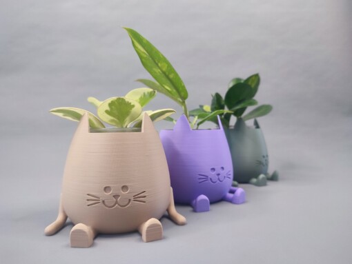 Katten Pot Cat Planter Sitting Happy Pot Plantenpot Zittende Smilende 3D geprinte Maat M