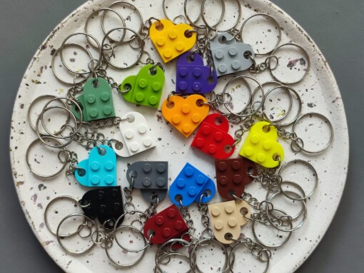 LEGO Hart Sleutelhanger – Handgemaakt Cadeau voor Koppels, Vriend, Vriendin – Liefdeshart Sleutelhanger