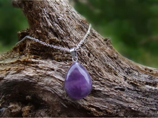 Stainless steel ketting met amethist druppel hanger