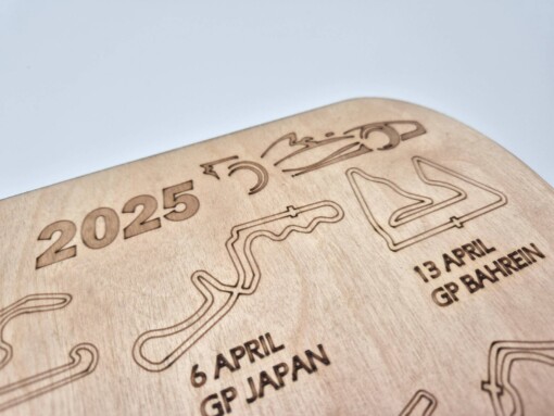 Houten Formule 1 jaarkalender 2025