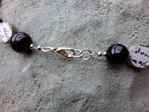 (heren of dames) ketting met kolenmijn verleden, papier en glas