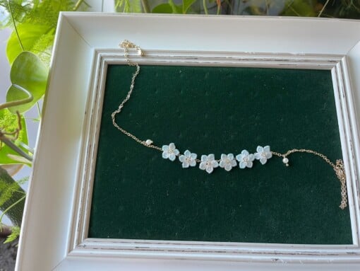 Micro Gehaakte vergeet-mij-nietje Mini Ketting