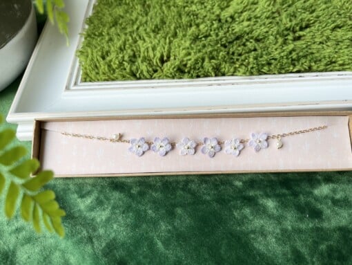 Micro Gehaakte vergeet-mij-nietje Mini Ketting
