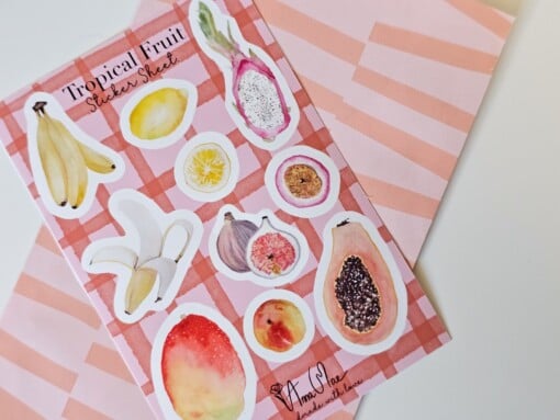 Stickervel fruit – 10 vrolijke vinyl stickers (10x15 cm) - Anna-Mae Studio