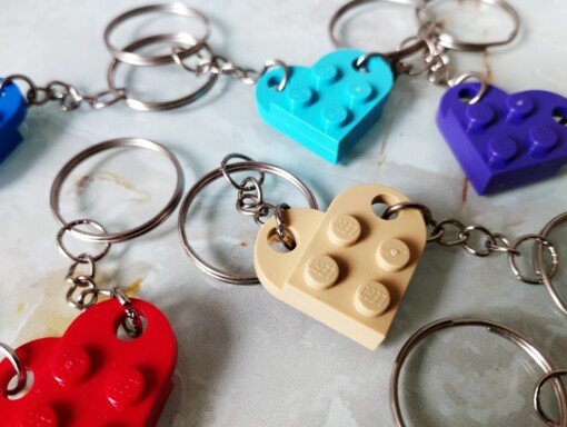 LEGO Hart Sleutelhanger – Handgemaakt Cadeau voor Koppels, Vriend, Vriendin – Liefdeshart Sleutelhanger
