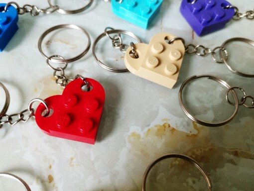 LEGO Hart Sleutelhanger – Handgemaakt Cadeau voor Koppels, Vriend, Vriendin – Liefdeshart Sleutelhanger