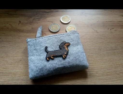 Teckel Portemonnee, Hond Muntzakje met Rits, Vilt Creditcardhouder, Cadeau voor een Hond Liefhebber