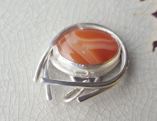 Flaming Carnelian, uniek ontwerp zilveren hanger