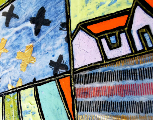 Structural landscape - schilderij op hout