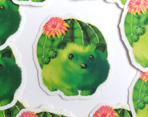 Cactus egel sticker  7x7 cm (2.75x2.75 inch)