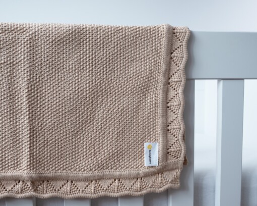 Honeybears ledikant deken - Deken wieg - 80 x 100 cm - Wiegdeken - Dekentje baby - Wiegdekentje – 100% organisch katoen - Jongens/Meisjes - Beige