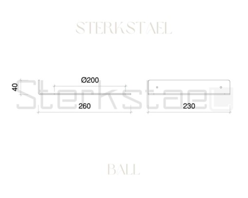 STERKSTAEL Ball Goud ø 20cm - industriële balhouder muur - wandbevestiging - kleur goud - poedercoating - staal