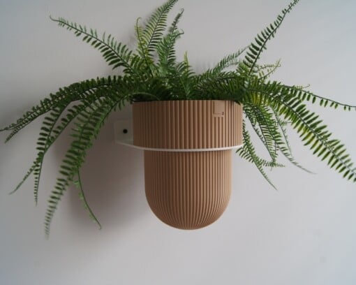 STERKSTAEL Flora S Eco Pot Dessert Sand - bloempothouder - kleur houder wit - kleur pot zandkleurig - inclusief bloempot ø12cm - poedercoating - staal