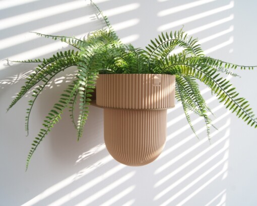 STERKSTAEL Flora S Eco Pot Dessert Sand - bloempothouder - kleur houder goud - kleur pot zandkleurig - inclusief bloempot ø12cm - poedercoating - staal