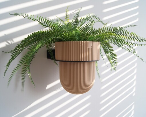 STERKSTAEL Flora S Eco Pot Dessert Sand - bloempothouder - kleur houder zwart - kleur pot zandkleurig - inclusief bloempot ø12cm - poedercoating - staal