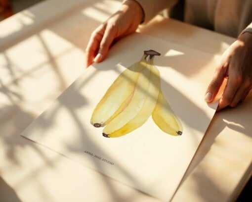 Bananen Poster | Handgeschilderde fruitillustratie – Anna-Mae Studio
