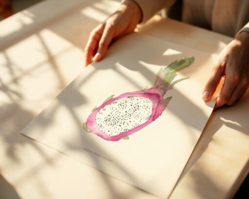Dragon Fruit Poster | Handgeschilderde fruitillustratie – Anna-Mae Studio