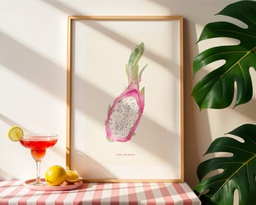 Dragon Fruit Poster | Handgeschilderde fruitillustratie – Anna-Mae Studio