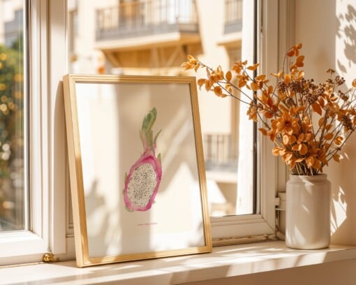 Dragon Fruit Poster | Handgeschilderde fruitillustratie – Anna-Mae Studio
