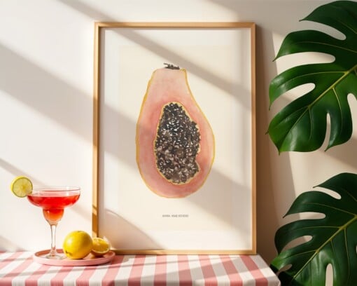 Papaya Poster | Handgeschilderde fruitillustratie – Anna-Mae Studio