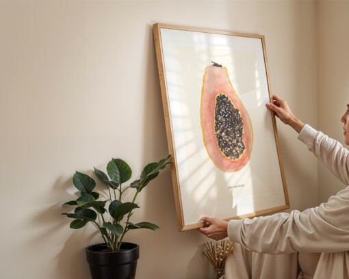 Papaya Poster | Handgeschilderde fruitillustratie – Anna-Mae Studio
