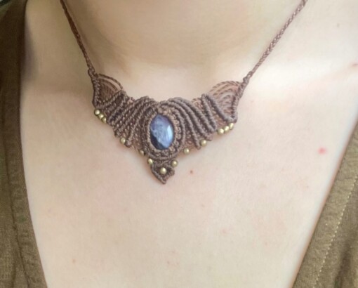 Amethyst macrame ketting handgemaakt