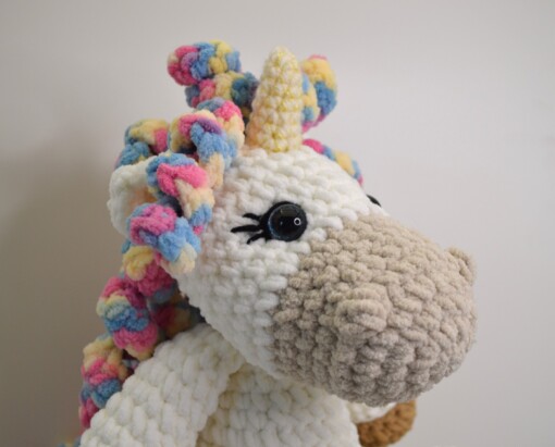 Zachte en magische vriendje gehaakte Unicorn/Eenhoorn knuffel, blanket garen