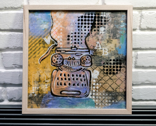 Woorden, woorden... - collagekunst onder een epoxylaag