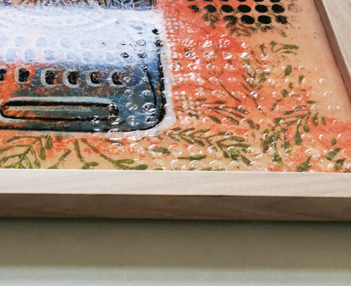 Woorden, woorden... 2- collagekunst onder een epoxylaag