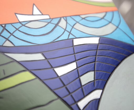 Relief landscape 4 -acrylkunst op een houten paneel, gesneden.