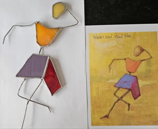 Warten auf...naar schilderij van J. Strieber. Glas in lood/Tiffany