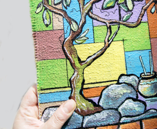 Balans home, Garden - schilderij op doek in lijst