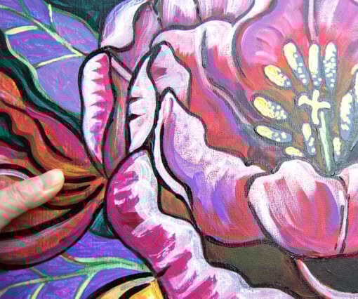 Bloemenwereld 3. Origineel schilderij op paneel.