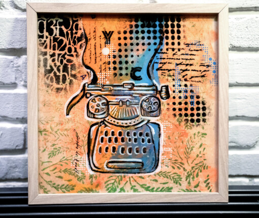 Woorden, woorden... 2- collagekunst onder een epoxylaag