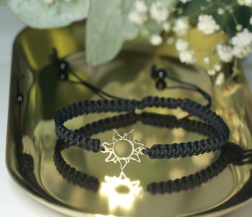 Originele armband met 14 Karaat geelgouden Zon