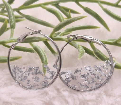 Zilveren Resin Oorbellen