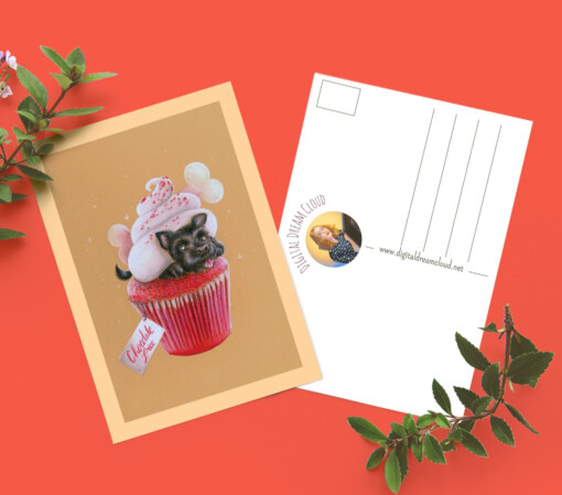 Verjaardags kaart Cupcake hond