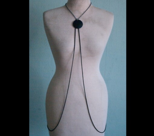 Rosé goud/zwart Body Chain Ketting