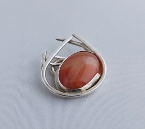 Flaming Carnelian, uniek ontwerp zilveren hanger