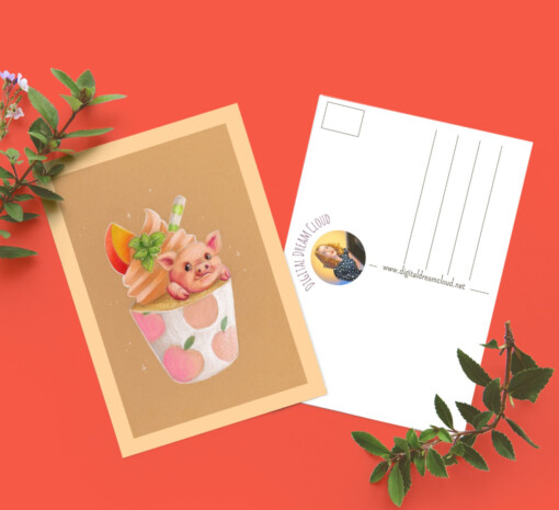 Verjaardags kaart Cupcake varken