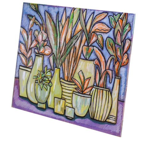 Huisplanten - acrylschilderij op board