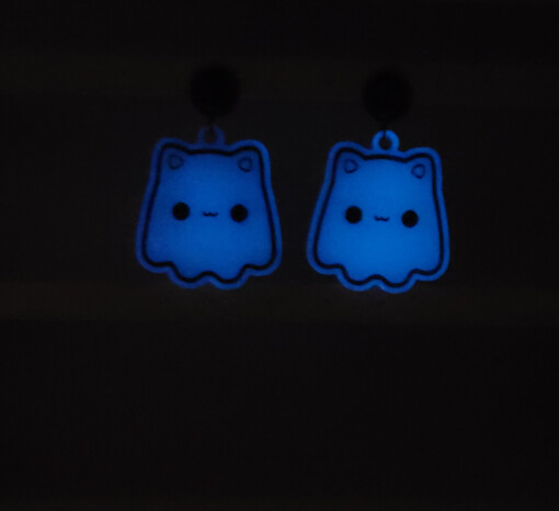 Kat geest glow in the dark oorbellen
