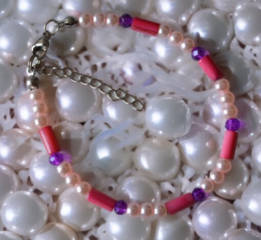 zomers nikkelvrij armbandje - roze & paars