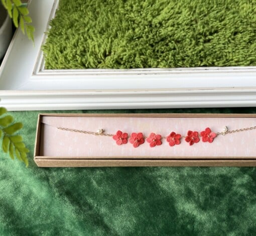 Micro Gehaakte vergeet-mij-nietje Mini Ketting