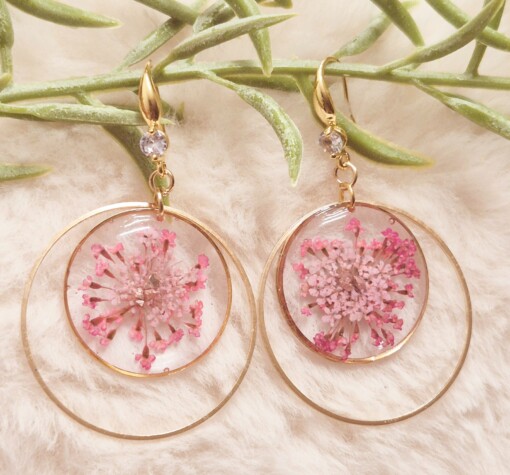 Mooie roze Resin Oorbellen