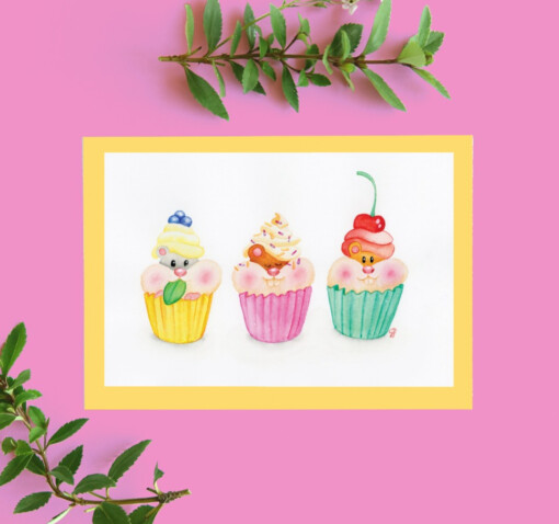 Verjaardag kaart Cupcake Hamsters