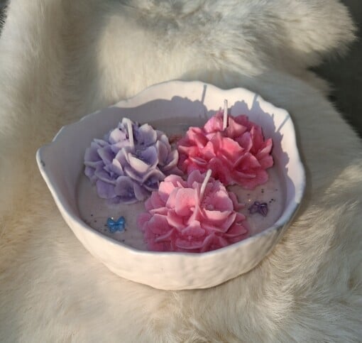 Hortensia geurkaars schaaltje