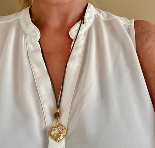 Ketting goldplated met wax koord